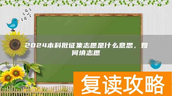 2024本科批征集志愿是什么意思，如何填志愿